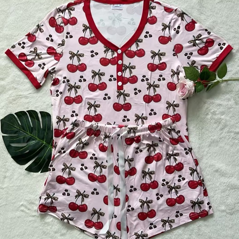 Cherry Print Women's Pajama Set